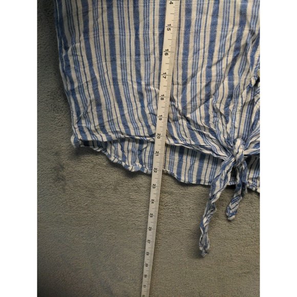 šUNIVERSAL THREAD 100% Rayon Women Tie Waist Blouse Summer Striped S(4-6) - Picture 7 of 12